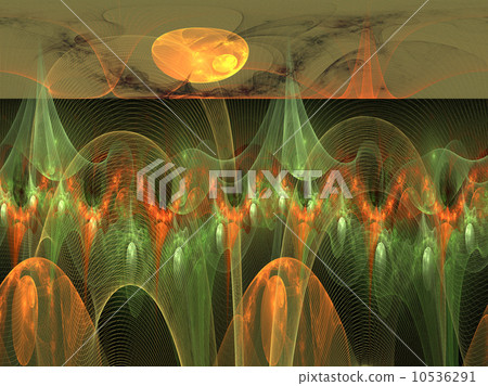 Alien Planet, fantasy planet somewhere in the universe in fracta 10536291