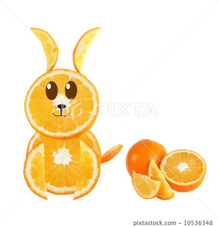 Healthy eating. Funny rabbit made of the orange slices. 10536348