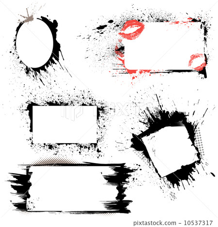 Set of frames - black blots and ink splashes. Abstract elements 10537317