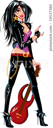 Sexy cool teenage girl musician with electric rock guitar 10537360