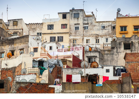 Tangier, Morocco. Old colorful living houses of Medina 10538147