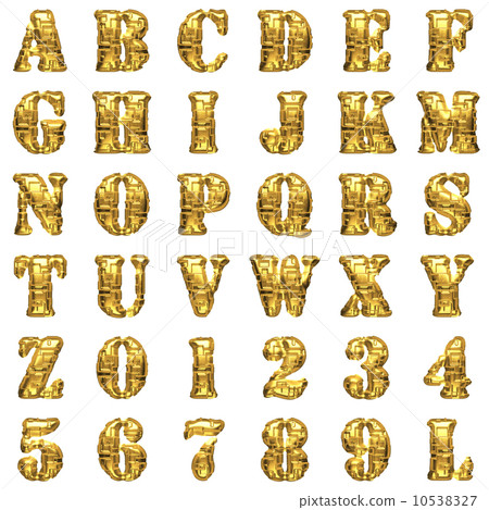 golden alphabet on white background golden alphabet on white background 10538327