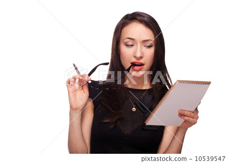 Sexy woman in glasses with notepad 10539547
