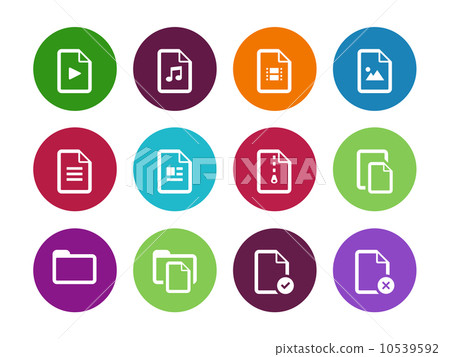 Set of Files circle icons on white background. Set of Files circle icons on white background. 10539592