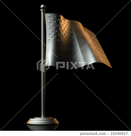 Flag Of USA made of Tin-Plate Material on black background 10540927