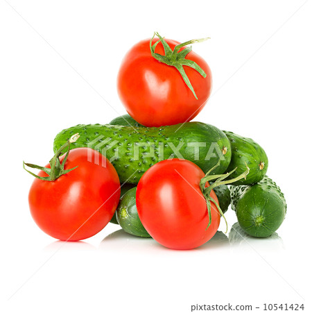 Red tomatoes and green cucumbers 10541424
