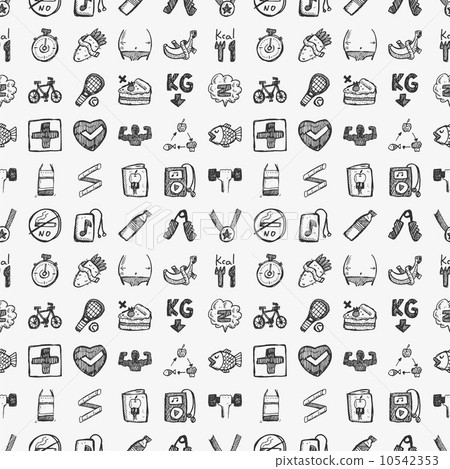 seamless doodle fitness pattern - Stock Illustration [10542353] - PIXTA