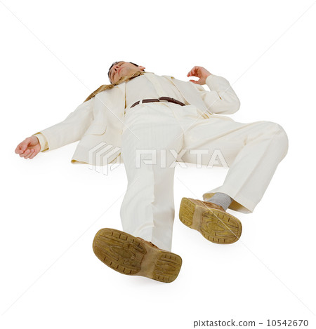 Defeated Businessman lying on white Defeated Businessman lying on white 10542670