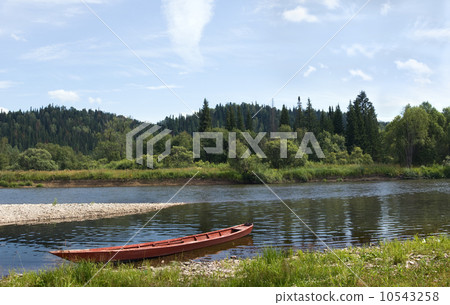 river, woods, boat 10543258