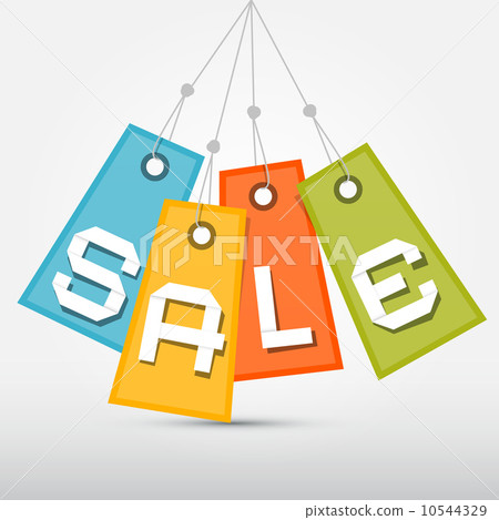 Sale Tags - Labels Hang on Rope in Retro Colors Sale Tags - Labels Hang on Rope in Retro Colors 10544329