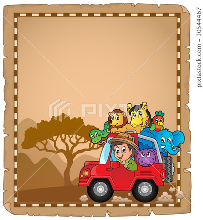 Parchment with car and traveller 2 10544467