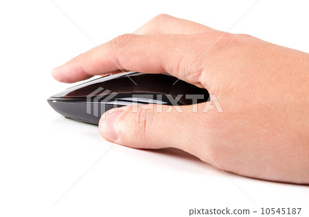 Black touch wireless modern computer mouse in hand isolated 10545187