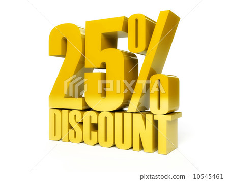 25 percent discount. Golden shiny text. 10545461