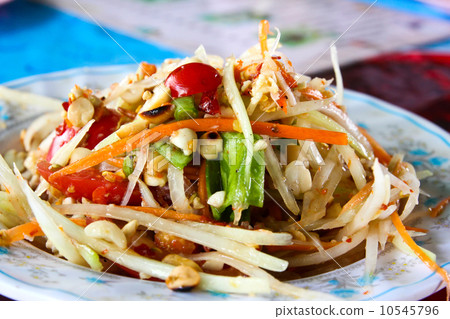 thai papaya salad also known as som tum from thailand.