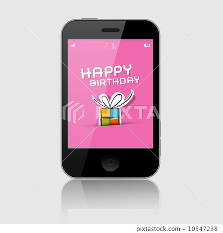 Smartphone Vector Illustration with Happy Birthday Theme on Grey Background Smartphone Vector Illustration with Happy Birthday Theme on Grey Background 10547238