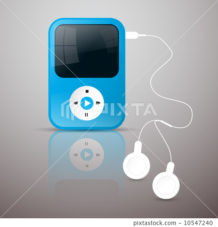 Blue Vector Mp3 Player Illustration with White Headphones Blue Vector Mp3 Player Illustration with White Headphones 10547240