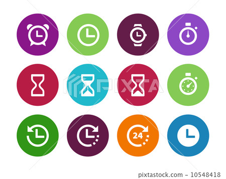 Time and Clock circle icons on white background. 10548418
