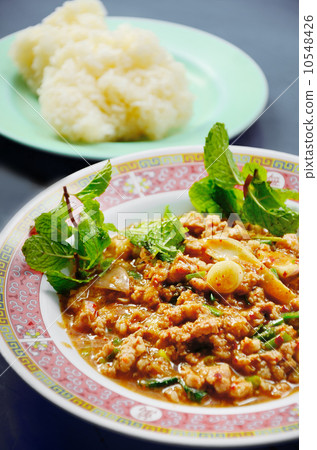 Spicy minced pork in Thai style Spicy minced pork in Thai style 10548426