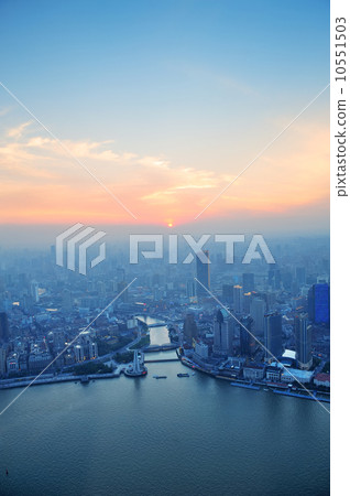 Shanghai aerial at sunset Shanghai aerial at sunset 10551503
