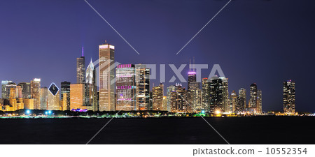 Chicago night panorama 10552354