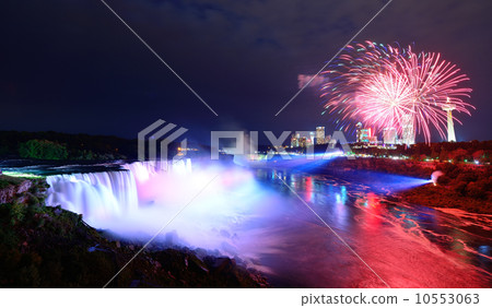 Niagara Falls and fireworks 10553063