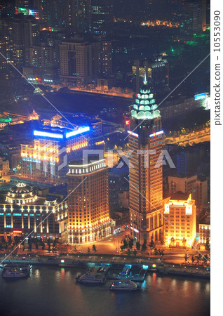 Shanghai aerial at dusk 10553090