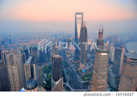 Shanghai aerial at sunset 10556087