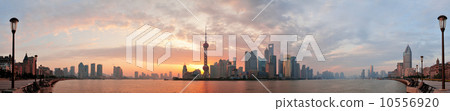 Shanghai morning skyline silhouette 10556920