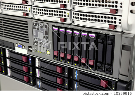 data storage rack with hard drives 10559916