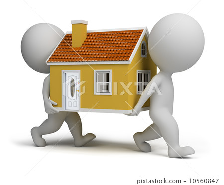 3d small people carrying home 3d small people carrying home 10560847