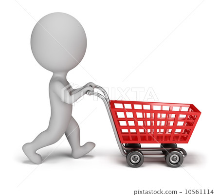 3d small people - shopping cart 10561114