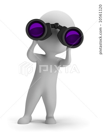 3d small people - looking through binoculars 3d small people - looking through binoculars 10561120