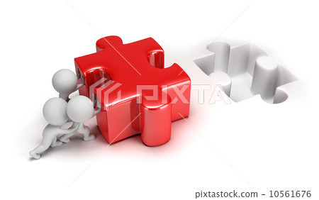 3d small people pushing puzzle 3d small people pushing puzzle 10561676