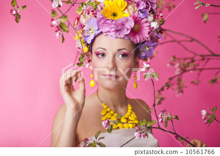 Flower hat spring fashion sexy female in dress Flower hat spring fashion sexy female in dress 10561766