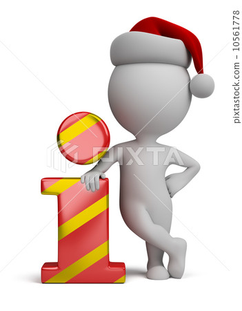 3d small people - Santa and info icon 10561778