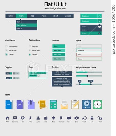 UI  kit is a of beautiful components with icon set 10564206