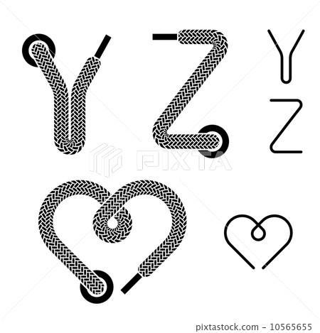 shoe lace alphabet letters Y Z heart 10565655