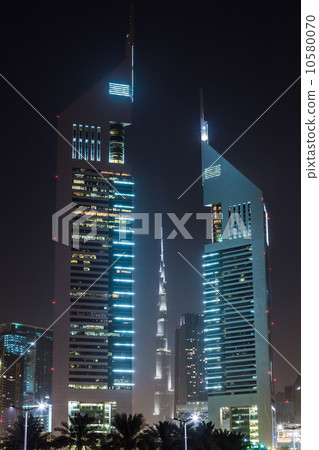 Dubai Dowtown at ngiht, United Arab Emirates 10580070