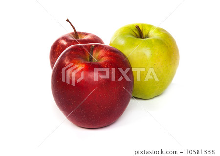A shiny red and green apples isolated on white A shiny red and green apples isolated on white 10581338
