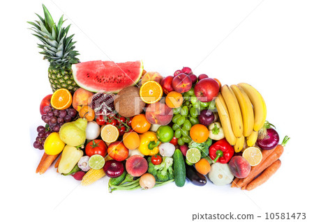 Huge group of fresh vegetables and fruits 10581473