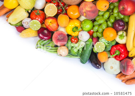Huge group of fresh vegetables and fruits 10581475