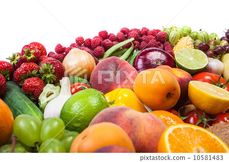 Huge group of fresh vegetables and fruits 10581483