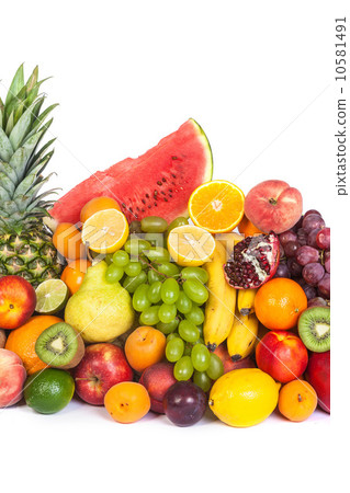 Huge group of fresh fruits isolated on a white background. Huge group of fresh fruits isolated on a white background. 10581491