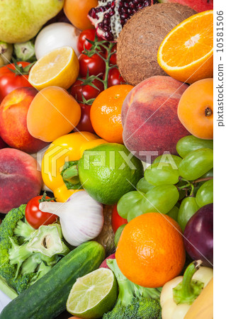 Huge group of fresh vegetables and fruits 10581506