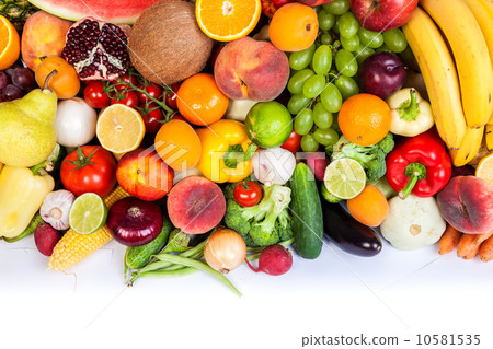 Group of fresh vegetables isolated on white 10581535