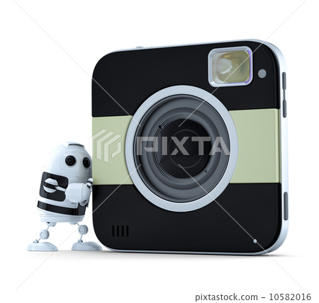 Android robot with squared digital camera 10582016