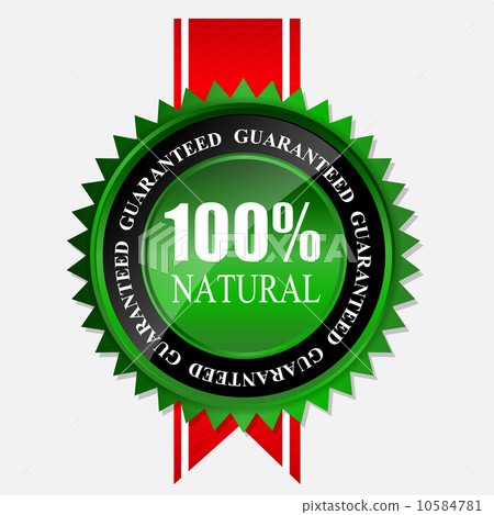100% natural green label isolated on white.vector illustration 10584781