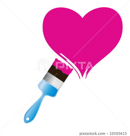 Paintbrush and pink heart. Abstract love concept illustration. 10585615