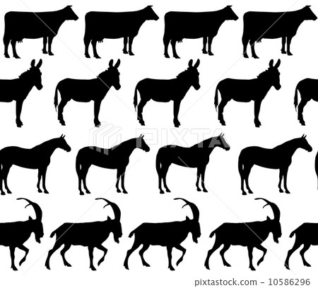 vector domestic animals silhouettes seamless pattern 10586296