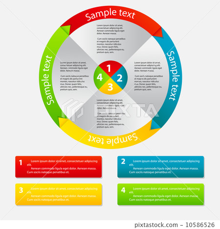 Concept of colorful circular banners with arrows for different b 10586526